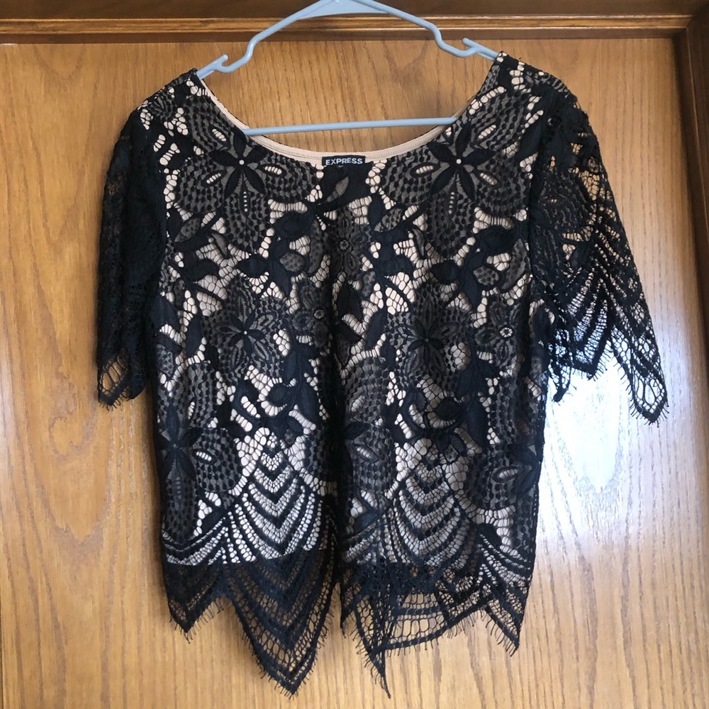 Black lace crop top